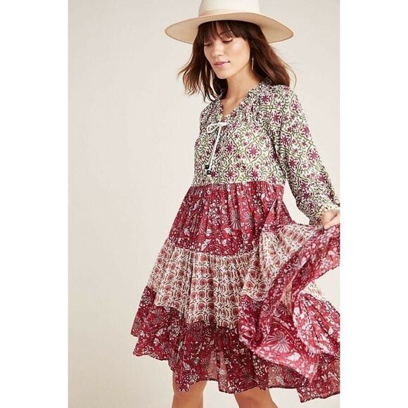 NWT ANTHROPOLOGIE X RO’S GARDEN ETHELINE TIERED PR - Picture 1 of 3